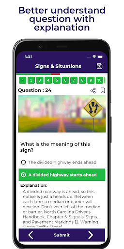 NC Drivers Practice Test Screen 2