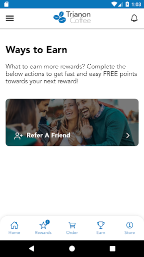 Android application Trianon Coffee Rewards screenshort