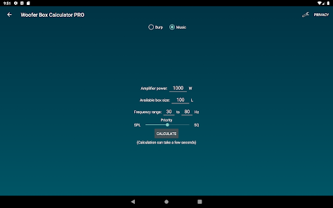 Captura 14 Woofer Box Calculator PRO android