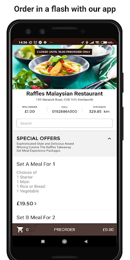 Android application Raffles Malaysian Restaurant screenshort