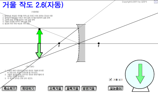 거울 작도 가상실험 볼록오목평면거울
