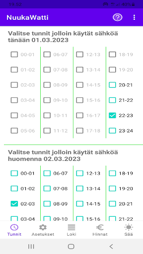 Android application NuukaWatti screenshort