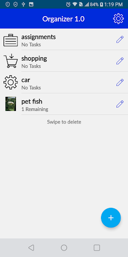 Android application Organizer 1.0 screenshort