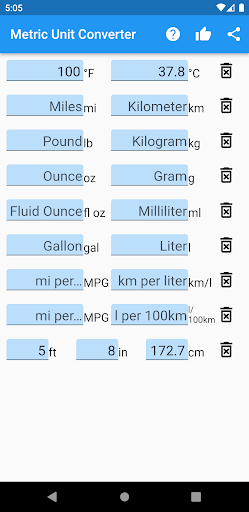 Metric Converter Screen 2
