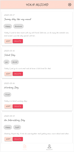 Android application Diary screenshort