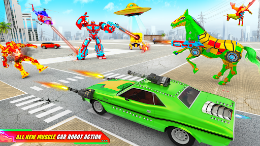 Flying Muscle Car Robot Transform Horse Robot Game androidhappy screenshots 2