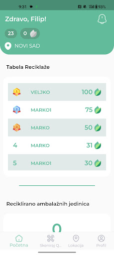 Android application Reciklomat screenshort