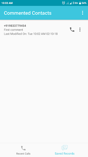 Call Comments - add comments t Screen 2