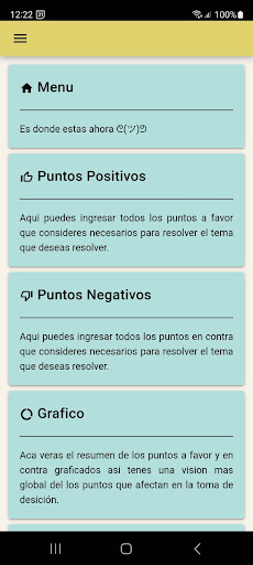 Android application Puntos Positivos y Negativos screenshort