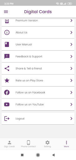 Android application Easy Digital Cards Lite screenshort