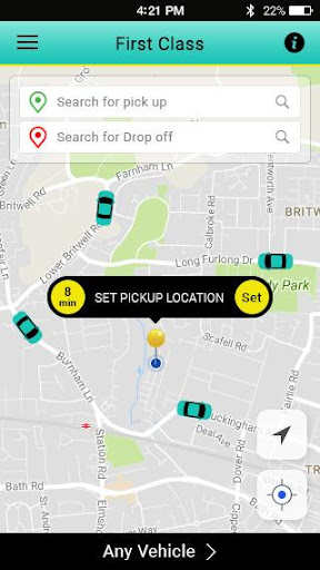 Android application 1st Class Taxis screenshort