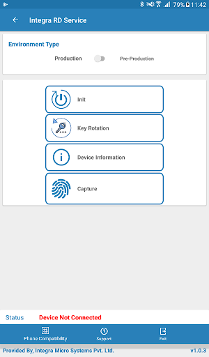 Android application Integra RD Service screenshort