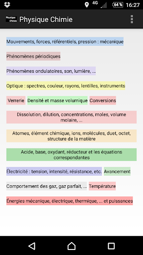 Android application Physique_Chimie screenshort