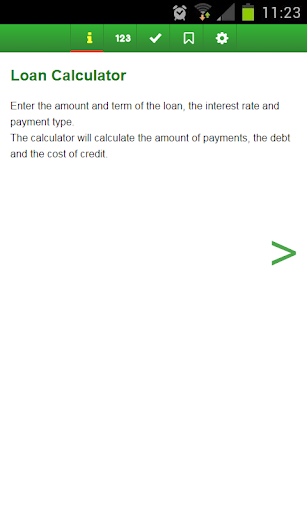 Android application Credit calculator screenshort