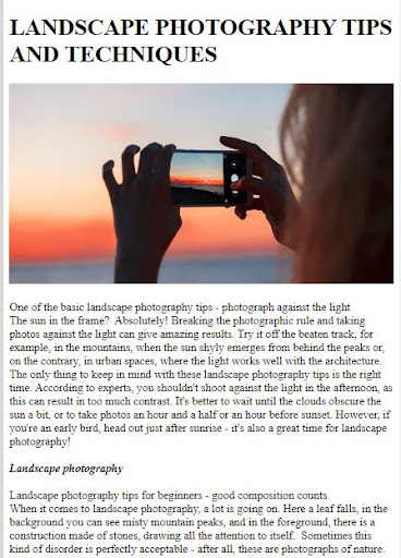 Photography Tips & Techniques Screen 2