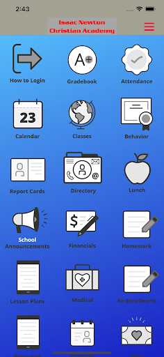 Android application Isaac Newton Christian Academy screenshort