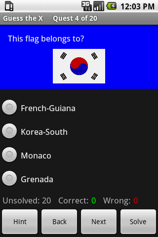 Android application Guess the Flag screenshort