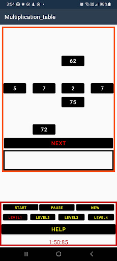 Multiplication Table Screen 3