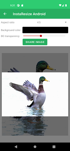 Android application Image Resize screenshort