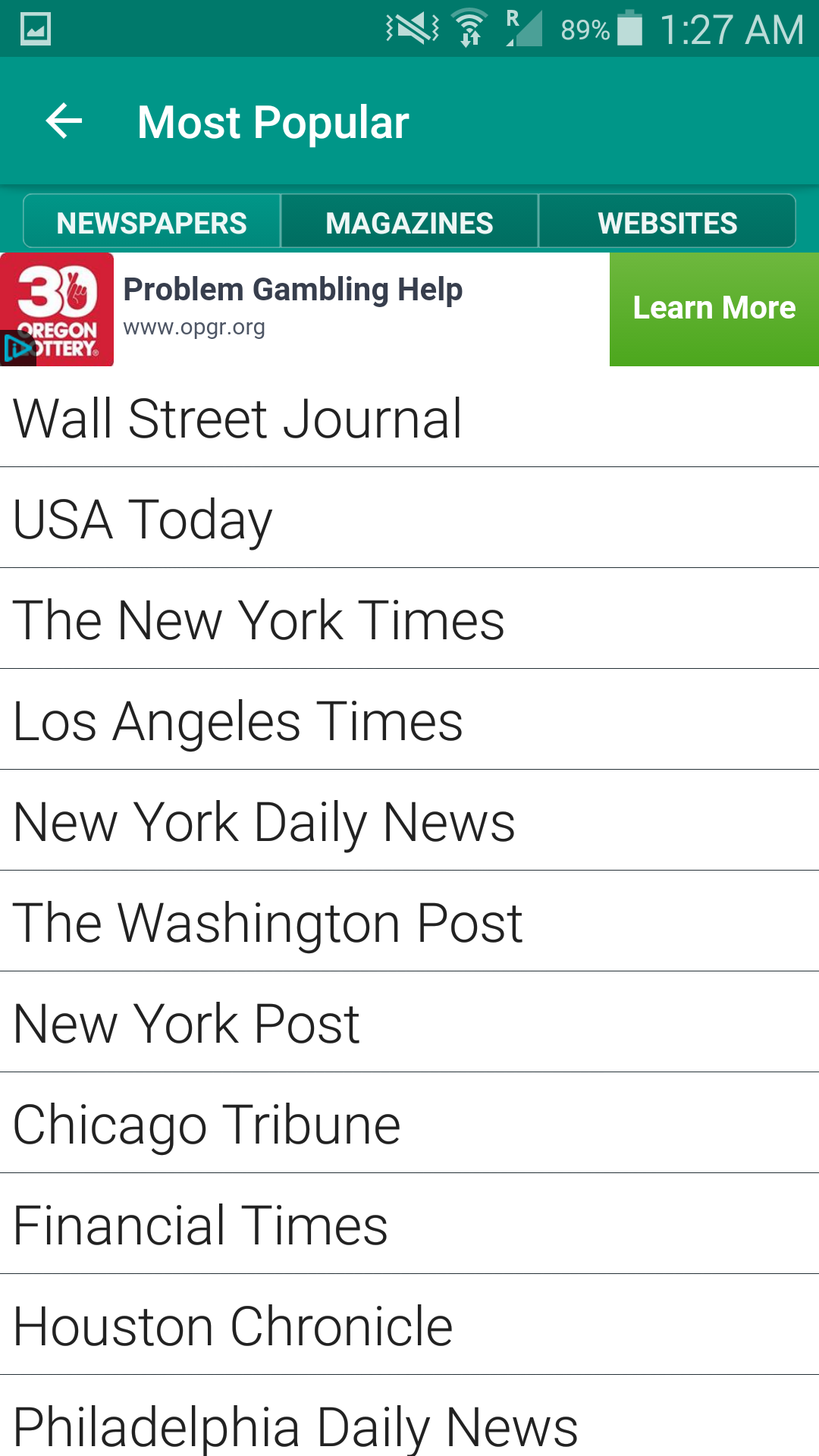 Android application World Newspapers screenshort
