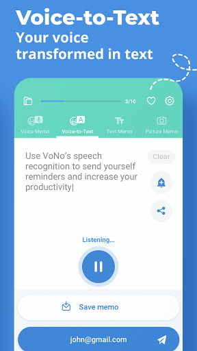 Voice Memos, SpeechNotes, VoNo Screen 3