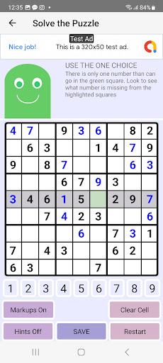 Sudoku Teacher Screen 3