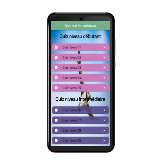 Android application Quiz sur les animaux screenshort