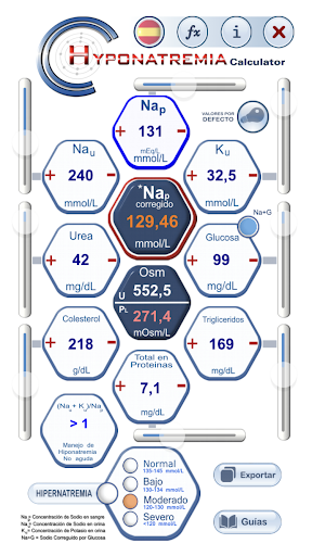 Android application Hyponatremia Calculator screenshort