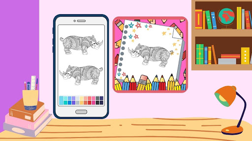 Rhino Mandala Coloring Game