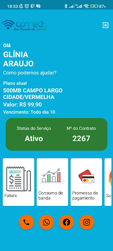 Central do Assinante CONNECT Screen 2