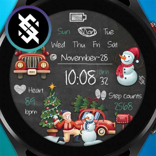 BFF18- Christmas Car, Snowman logo