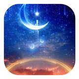 Starry sky shining moon theme icon