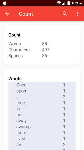 Word Counter Screen 2