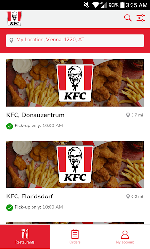 Android application KFC Austria Click & Collect screenshort