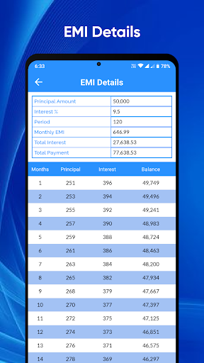Loan Calculator: EMI, GST, Int Screen 2