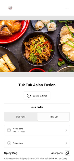 Android application Tuk Tuk Asian Fusion screenshort