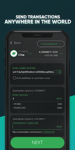 Green Wallet: Chia (XCH) Screen 3
