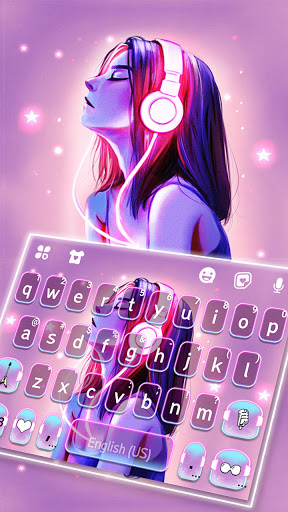 Android application Neon Music Girl Theme screenshort