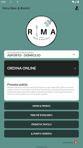Android application RIMA BEER & BISTROT screenshort