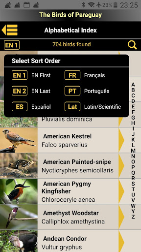 Android application The Birds of Paraguay screenshort