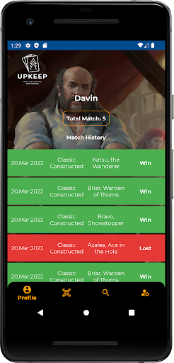 Upkeep - FAB TCG Match Tracker Screen 2
