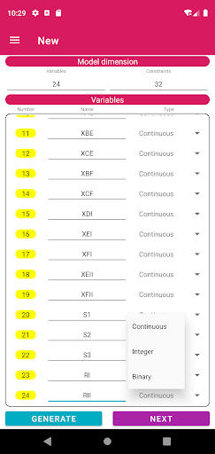 Android application MILP Solver Pro screenshort