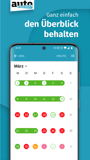 Android application autoKAUFMANN: Berichtsheft screenshort