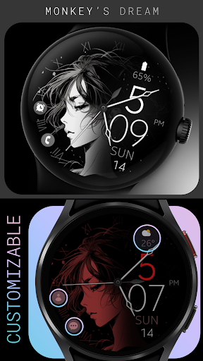 Android application Anime v3 elegant watch face screenshort