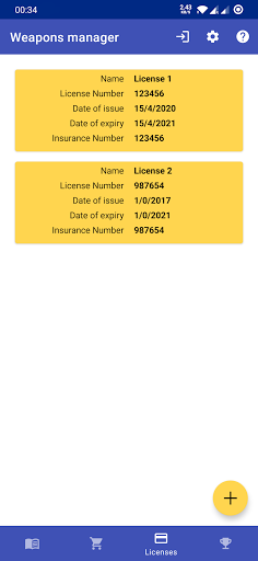 Weapons manager Screen 3