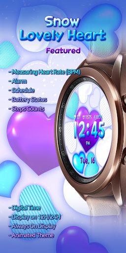 Android application Snow Lovely Heart_Watchface screenshort