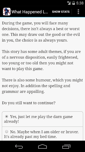 Android application What Happened Last Night? screenshort