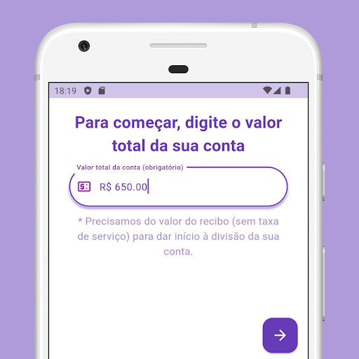Android application Racha: dividir a conta no rolê screenshort