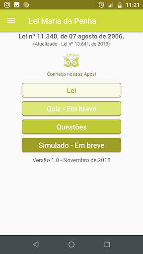 Android application Lei Maria da Penha 2024 screenshort