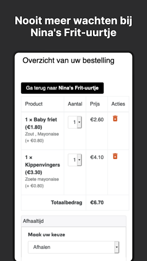 Android application Nina's Frit-uurtje screenshort